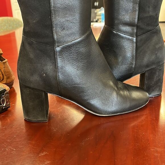 Cole Haan Black Leather Back Stretch Boots sz 8 - Picture 2 of 9